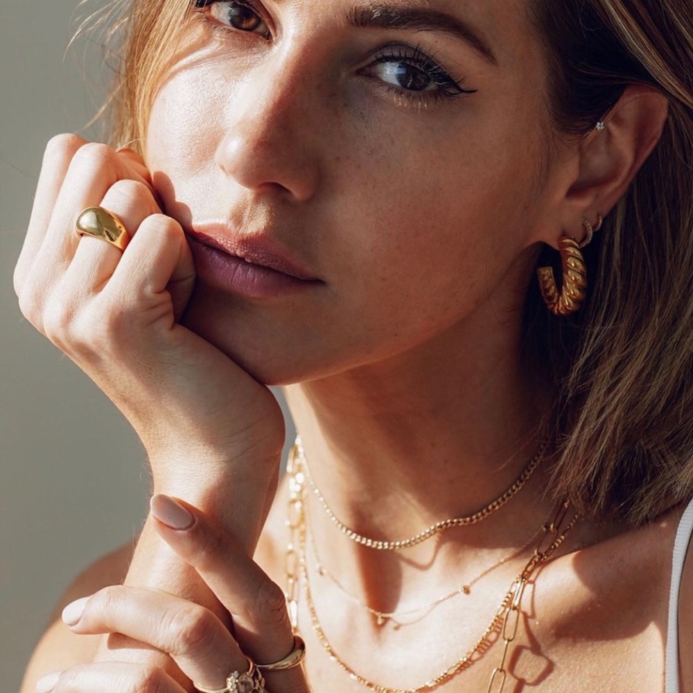 18K Gold Plated Croissant Hoop Earrings - Picture 5 of 9